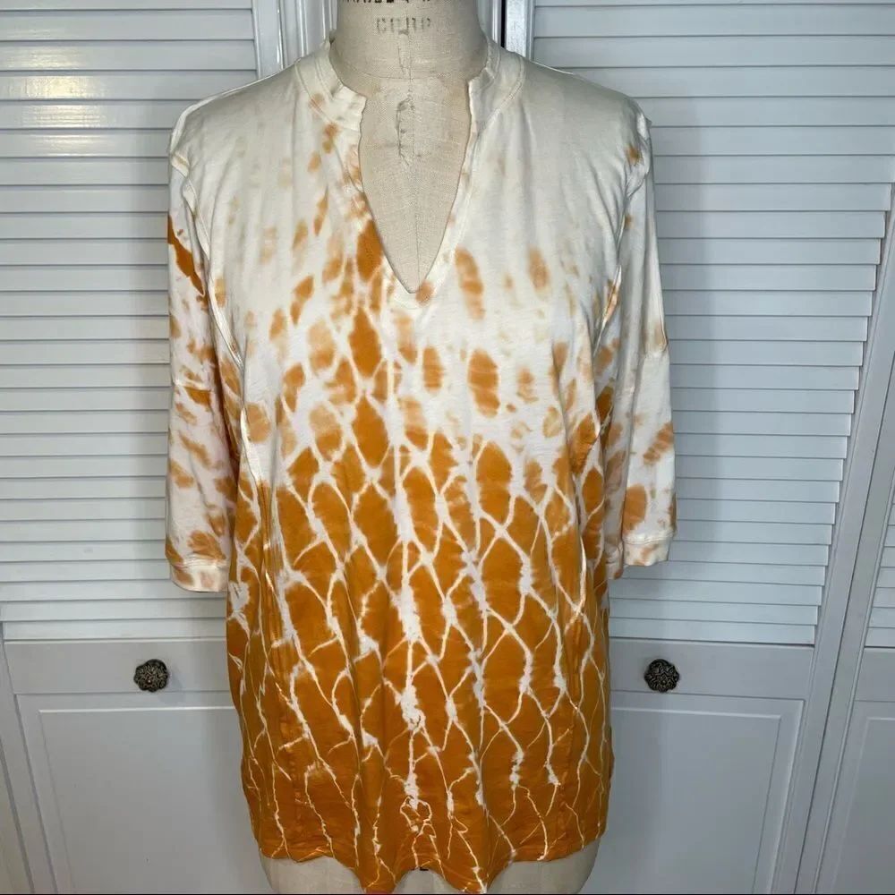 XCVI Tie Dye/Cream & Burnt Orange Top Sz-M NWT!